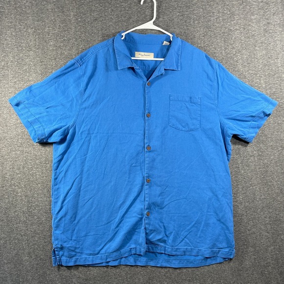 Tommy Bahama Other - Tommy Bahama Camp Shirt Mens 3XL Silk Blend Blue Short Sleeve Button Up Beach